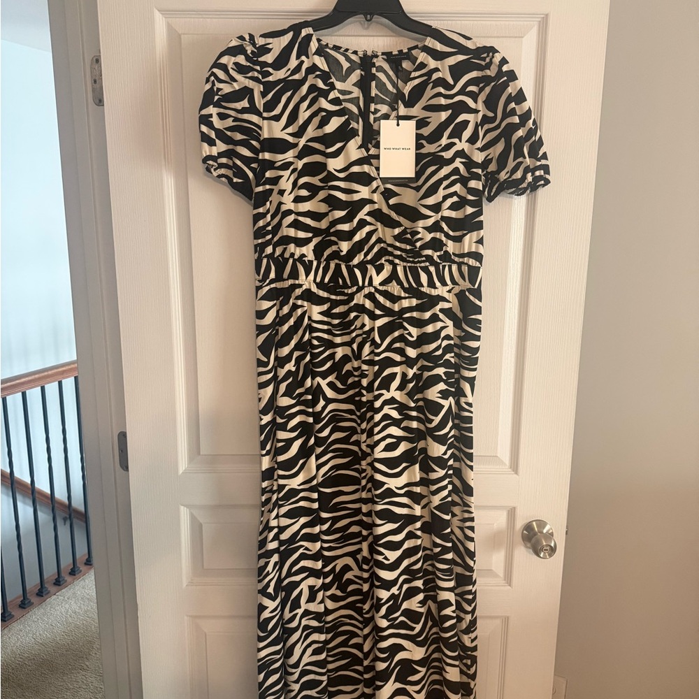 Who What Wear Black and White Animal Print Maxi Dress